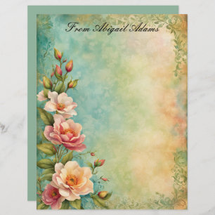 Spring Flowers Faded Decorative Border Stationery