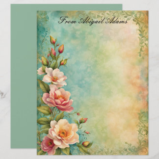 Spring Flowers Faded Decorative Border Stationery
