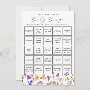 Spring Flowers Find the Guest Baby Bingo Game Card