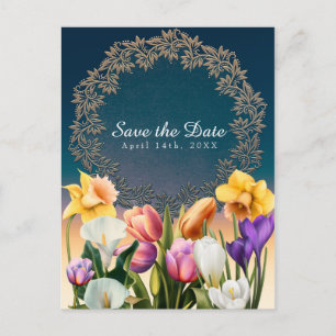 Spring Flowers Floral Elegant Save the Date Chic Announcement Postcard