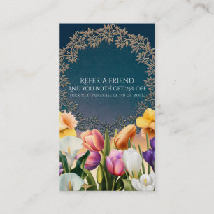 Spring Flowers Floral Frame Elegant Refer a Friend Referral Card