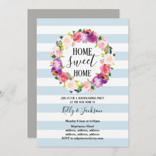 spring flowers, floral housewarming party invitation