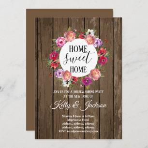 spring flowers, floral housewarming party invitation