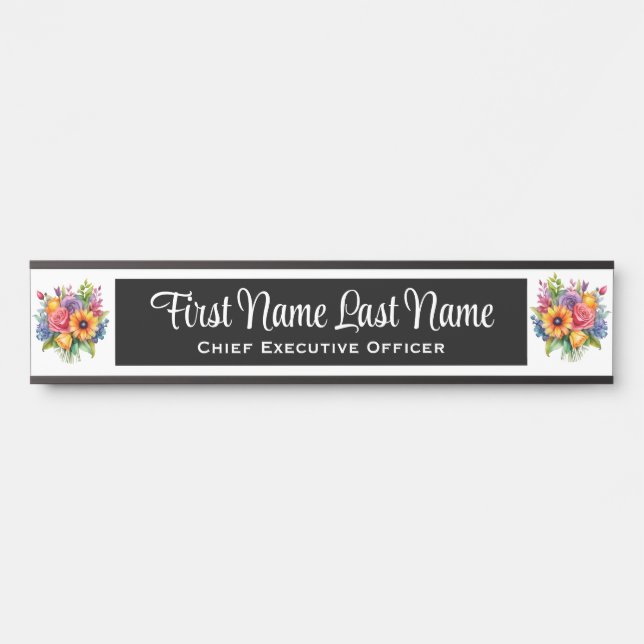 Spring Flowers Floral Office Door Sign Name Plate (Front)