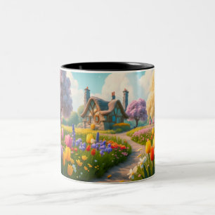 spring, flowers, flower, summer, floral, nature Two-Tone coffee mug