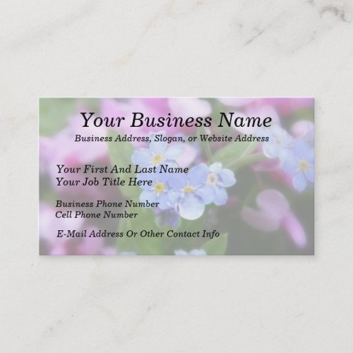Customizable Spring Flowers - Forget Me Nots And Redbuds Business Card Template