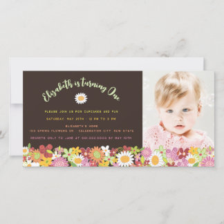 Spring Flowers Garden Birthday Invite Photo Card
