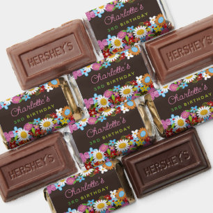 Spring Flowers Garden Party Girl Birthday Sticker Hershey's Miniatures