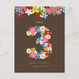 Spring Flowers Garden Wedding Party Table Number