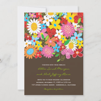 Spring Flowers Garden Whimsical Wedding Invite