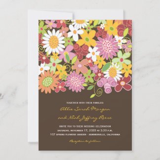 Spring Flowers Garden Whimsical Wedding Invite