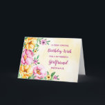 Spring Flowers Girlfriend Birthday Card<br><div class="desc">Pretty and thoughtful greeting card for your girlfriend's birthday with yellow,  purple and pink spring flowers,  rustic watercolor pattern and hand lettered style text.</div>