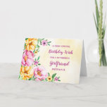 Spring Flowers Girlfriend Birthday Card<br><div class="desc">Pretty and thoughtful greeting card for your girlfriend's birthday with yellow,  purple and pink spring flowers,  rustic watercolor pattern and hand lettered style text.</div>