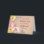 Spring Flowers Girlfriend Birthday Card<br><div class="desc">Pretty and thoughtful greeting card for your girlfriend's birthday with yellow,  purple and pink spring flowers,  rustic watercolor pattern and hand lettered style text.</div>