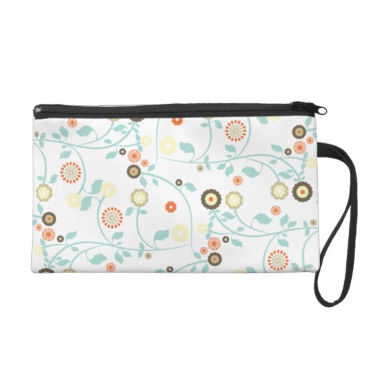 Spring flowers girly mod chic floral pattern wristlet purse (Front)