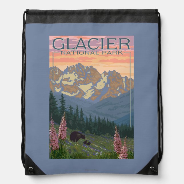 Spring Flowers - Glacier National Park, MT Drawstring Bag (Front)