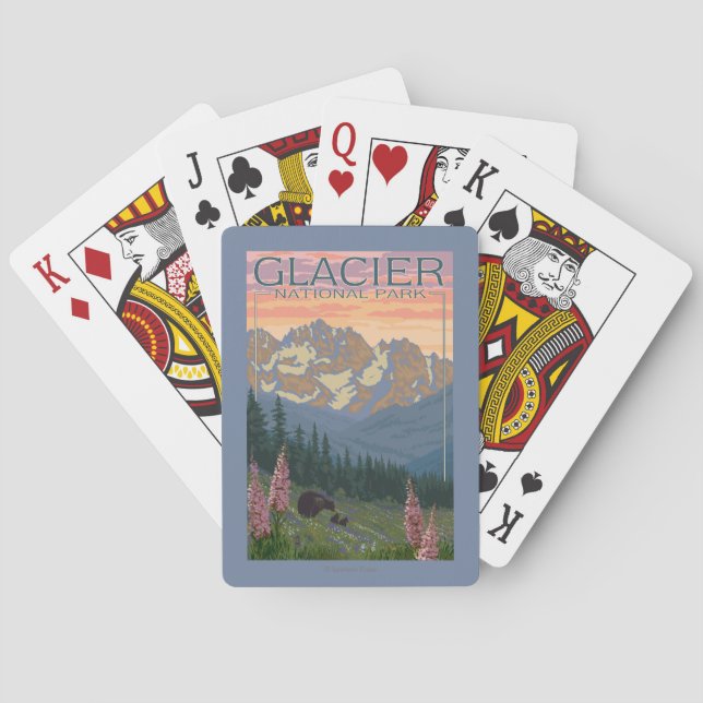 Spring Flowers - Glacier National Park, MT Poker Cards (Back)