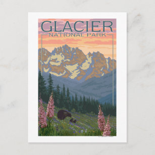 Going Sun Chalets St Mary Lake Glacier National Park Linen Postcard UNP VTG 