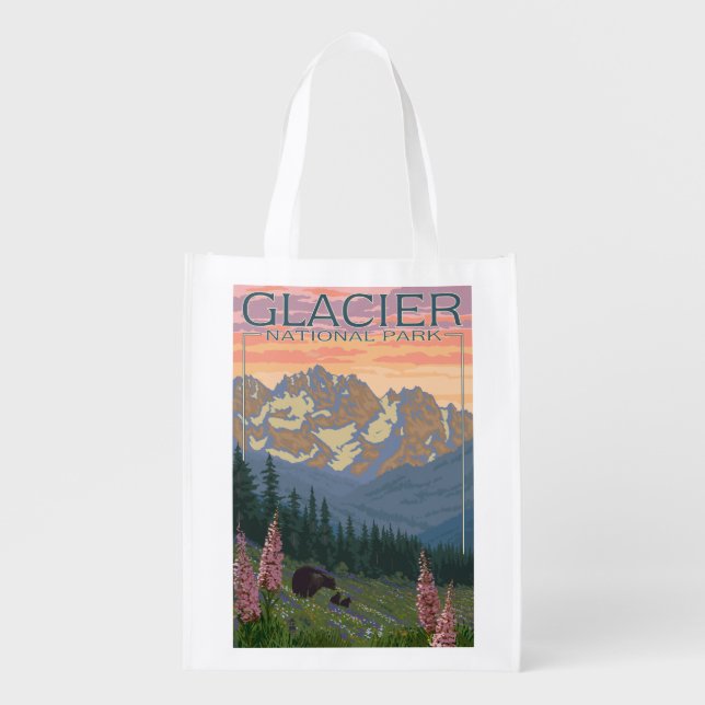 Spring Flowers - Glacier National Park, MT Reusable Grocery Bag (Front)