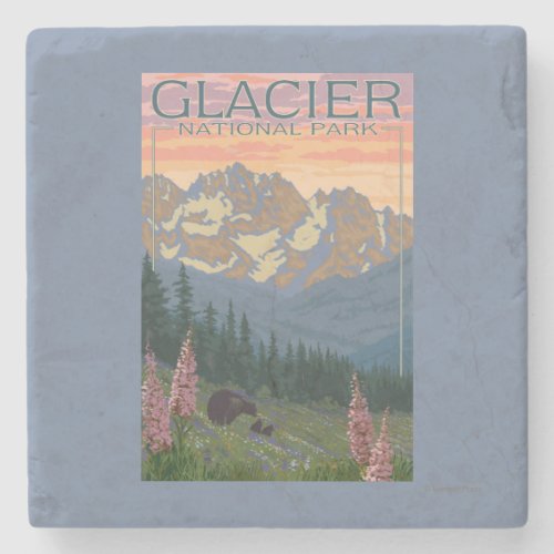 Spring Flowers _ Glacier National Park MT Stone Coaster
