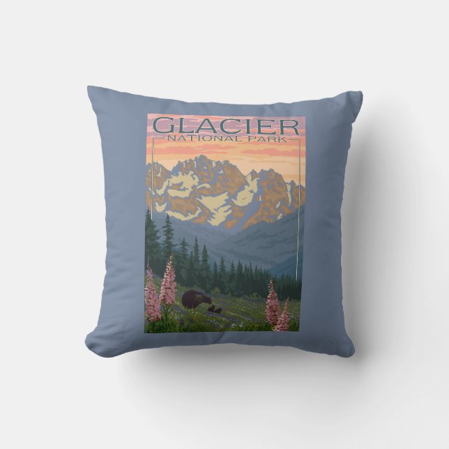 Spring Flowers - Glacier National Park, MT Throw Pillow (Front)