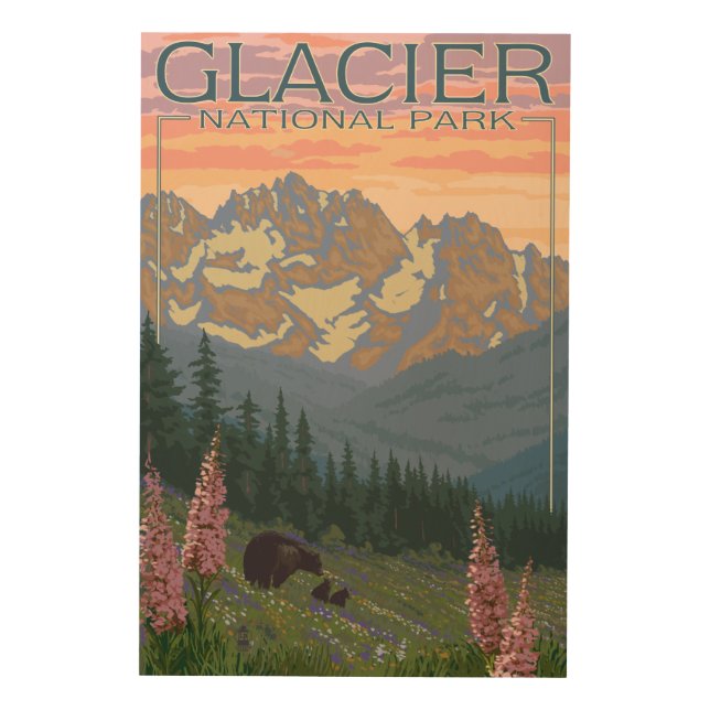 Spring Flowers - Glacier National Park, MT Wood Wall Art (Front)