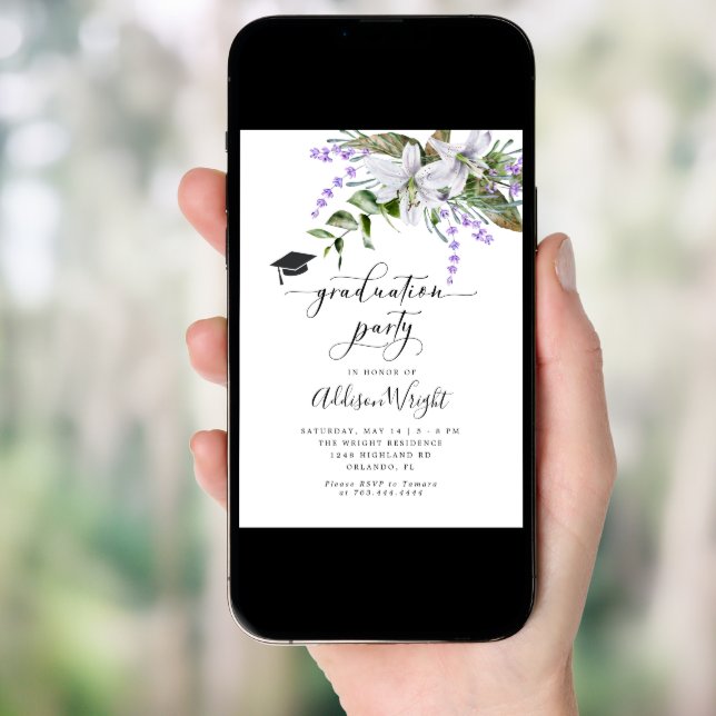 Spring Flowers Graduation Party  Invitation (Front Digital)