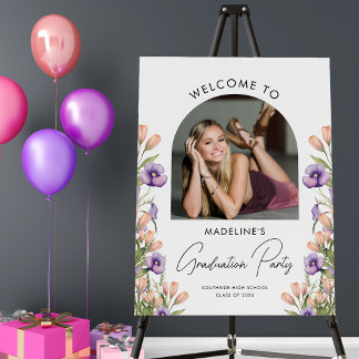 Spring Flowers Graduation Party Welcome Sign
