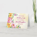 Spring Flowers Granddaughter Birthday Card<br><div class="desc">Pretty and thoughtful greeting card for your granddaughter's birthday with yellow,  purple and pink spring flowers,  rustic watercolor pattern and hand lettered style text.</div>