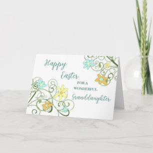 Spring Flowers Granddaughter Happy Easter Holiday Card