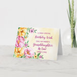 Spring Flowers Granddaughter In Law Birthday Card<br><div class="desc">Pretty and thoughtful greeting card for your great granddaughter in law's birthday with yellow,  purple and pink spring flowers,  rustic watercolor pattern and hand lettered style text.</div>