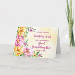 Spring Flowers Great Granddaughter Birthday Card<br><div class="desc">Pretty and thoughtful greeting card for your great granddaughter's birthday with yellow,  purple and pink spring flowers,  rustic watercolor pattern and hand lettered style text.</div>