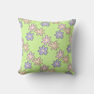 Spring Flowers Green Throw Pillow