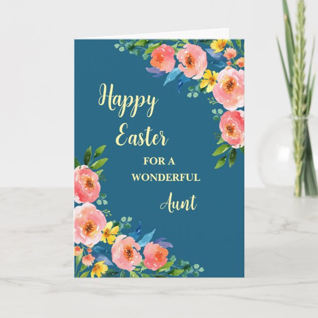 Spring Flowers Happy Easter Aunt Holiday Card (Front)