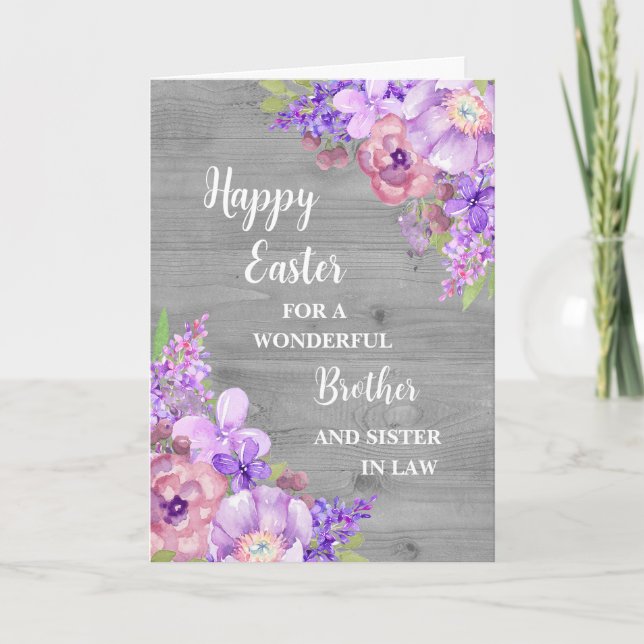 Spring Flowers Happy Easter Brother Sister in Law Holiday Card (Front)