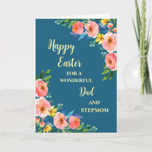 Spring Flowers Happy Easter Dad and Stepmom Holiday Card