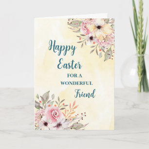 Spring Flowers Happy Easter Friend Holiday Card