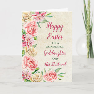 Spring Flowers Happy Easter Goddaughter & Husband Holiday Card