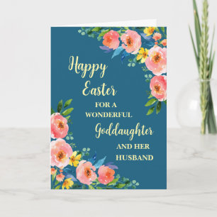 Spring Flowers Happy Easter Goddaughter & Husband Holiday Card