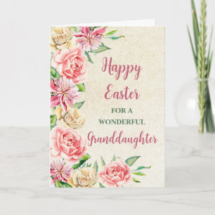Spring Flowers Happy Easter Granddaughter Holiday Card