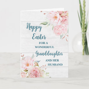 Spring Flowers Happy Easter Granddaughter Husband Holiday Card