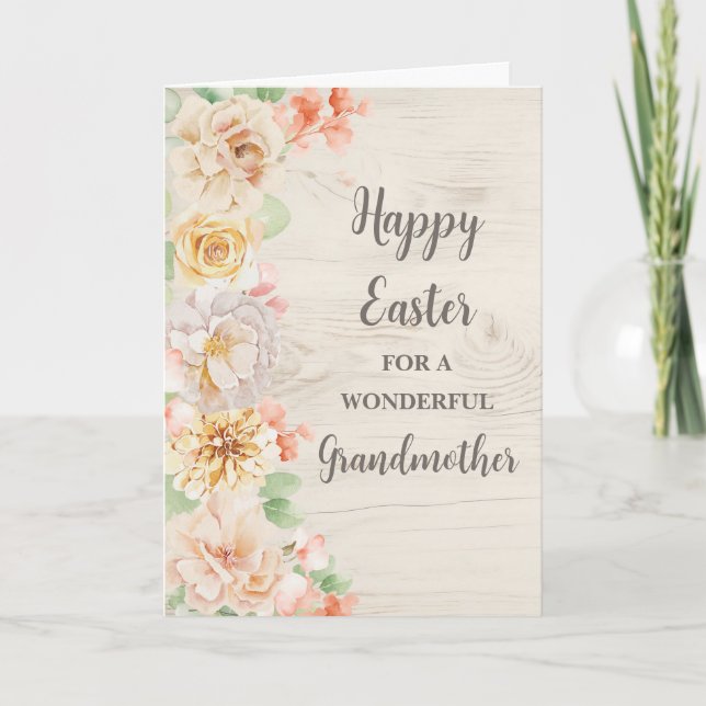 Spring Flowers Happy Easter Grandmother Holiday Card (Front)