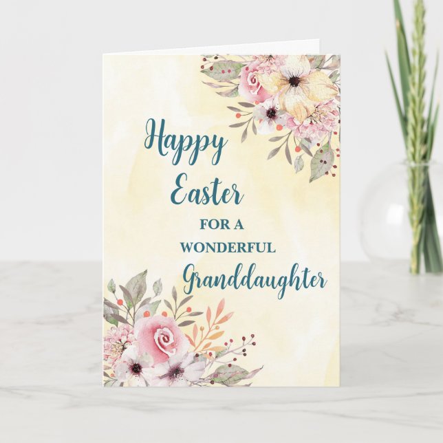 Spring Flowers Happy Easter Grandniece Holiday Card (Front)
