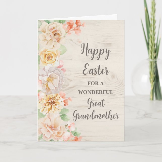Spring Flowers Happy Easter Great Grandmother Holiday Card (Front)