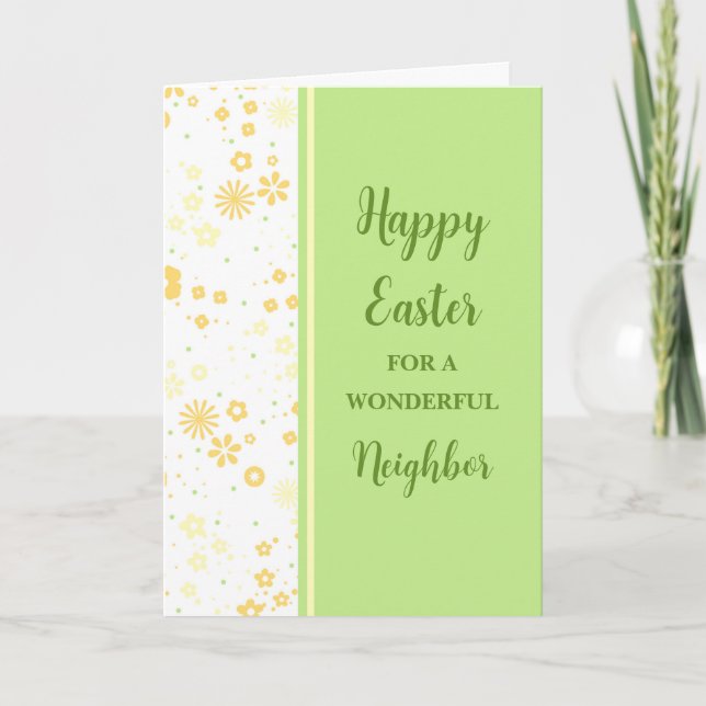 Spring Flowers Happy Easter Neighbor Holiday Card (Front)