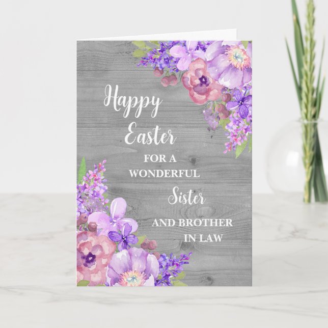 Spring Flowers Happy Easter Sister Brother in Law Holiday Card (Front)