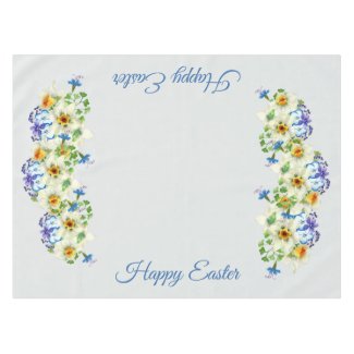 Spring Flowers Happy Easter Tablecloth