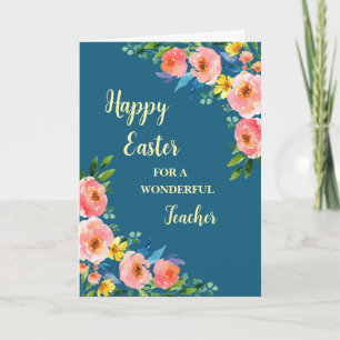 Spring Flowers Happy Easter Teacher Holiday Card