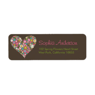 Spring Flowers Heart Love Bridal Shower Wedding Label