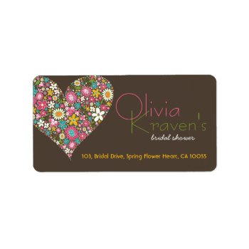 Spring Flowers Heart Love Bridal Shower Wedding Label by fatfatin_design at Zazzle